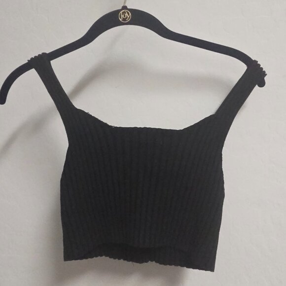 Crop top black Sweater like-Size Medium-Forever 21 faux button front - Picture 3 of 3